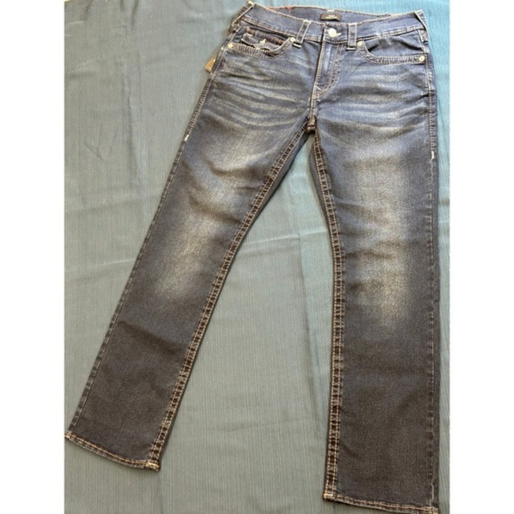 True Religion Ricky Big T Relaxed Straight Dark Mtn Side Wash 33x34(35X33Actual)
